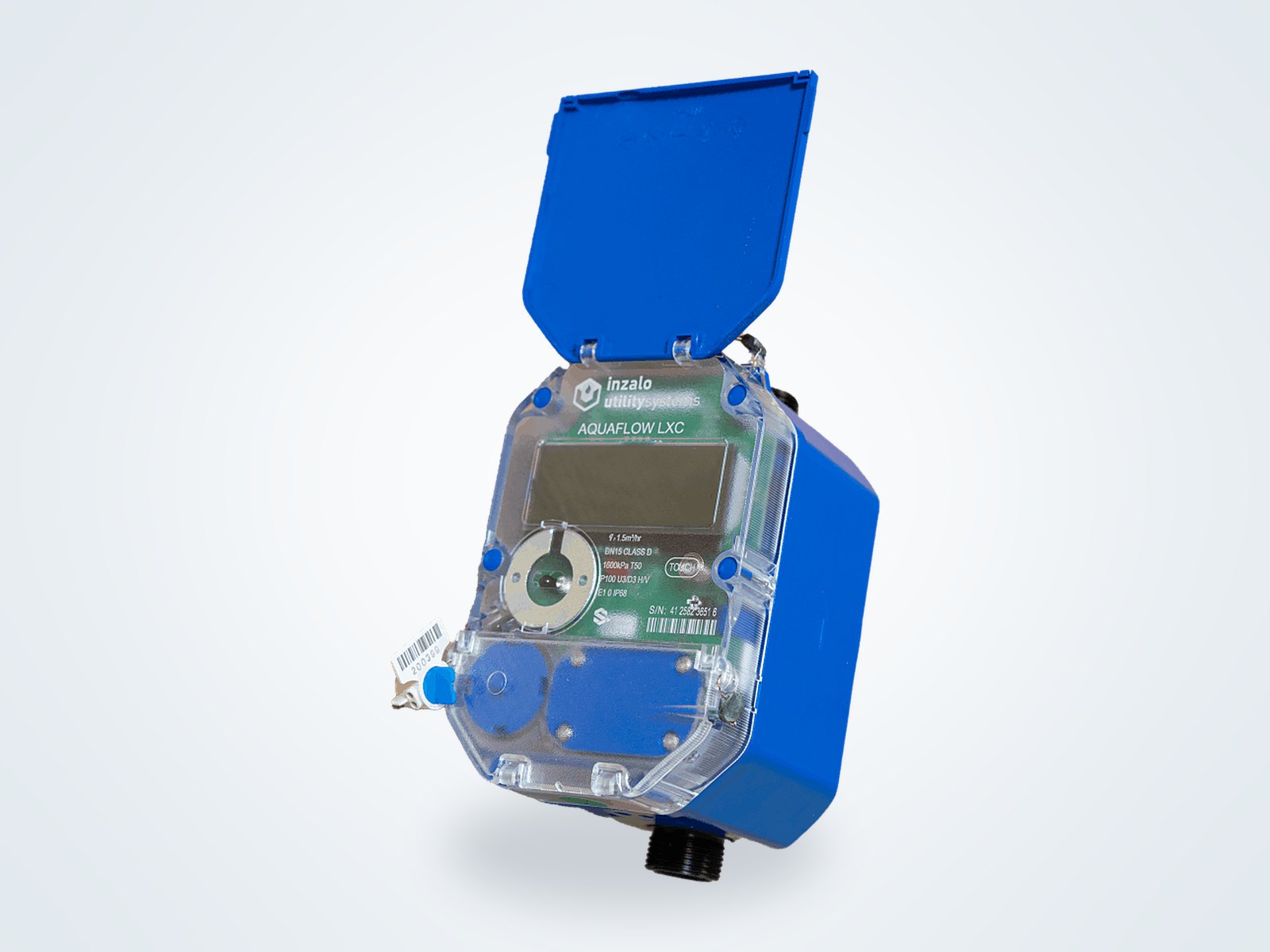 AquaFlow LXC bare meter, front view with the cover open